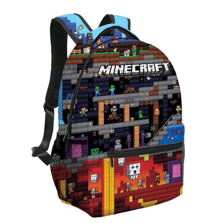 Mochila Infantil con Estampado Pixel y Compartimento para Portátil