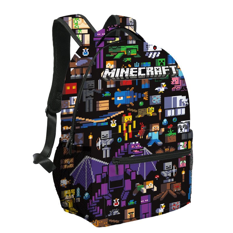 Mochila Infantil con Estampado Pixel y Compartimento para Portátil
