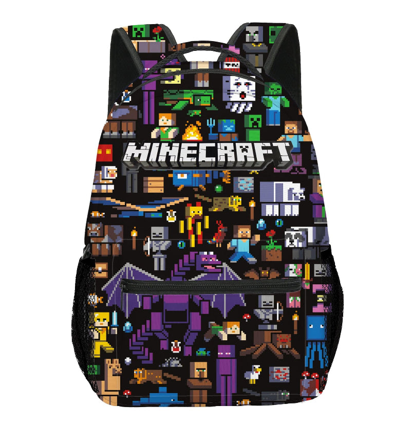 Mochila Infantil con Estampado Pixel y Compartimento para Portátil