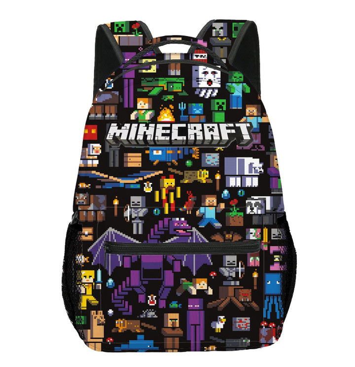 Mochila Infantil con Estampado Pixel y Compartimento para Portátil