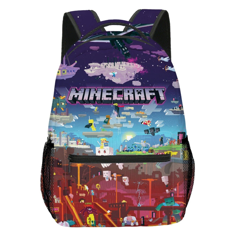 Mochila Infantil con Estampado Pixel y Compartimento para Portátil