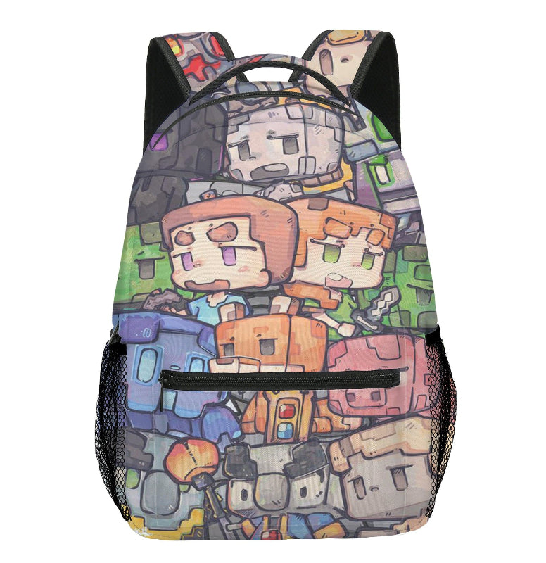 Mochila Infantil con Estampado Pixel y Compartimento para Portátil