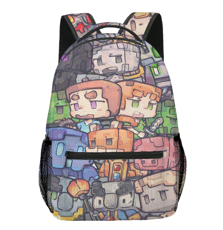 Mochila Infantil con Estampado Pixel y Compartimento para Portátil