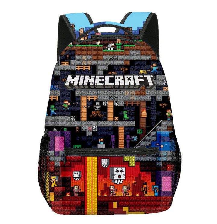 Mochila Infantil con Estampado Pixel y Compartimento para Portátil