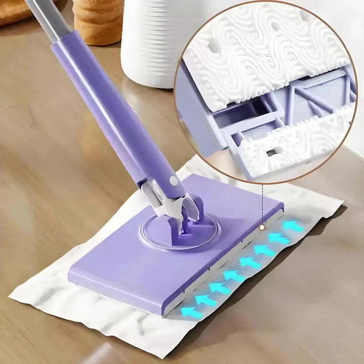 Mopa Plana con Cabezal Giratorio para Almohadillas de Limpieza Desechables