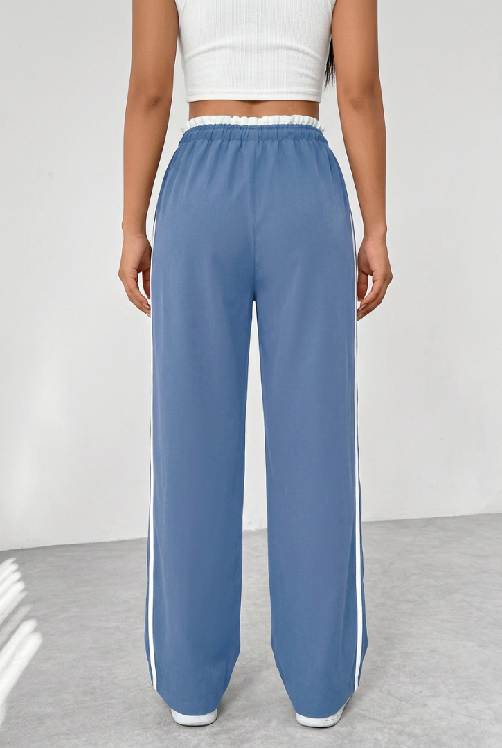 Pantalón Deportivo para Mujer de Pernera Ancha con Rayas Laterales