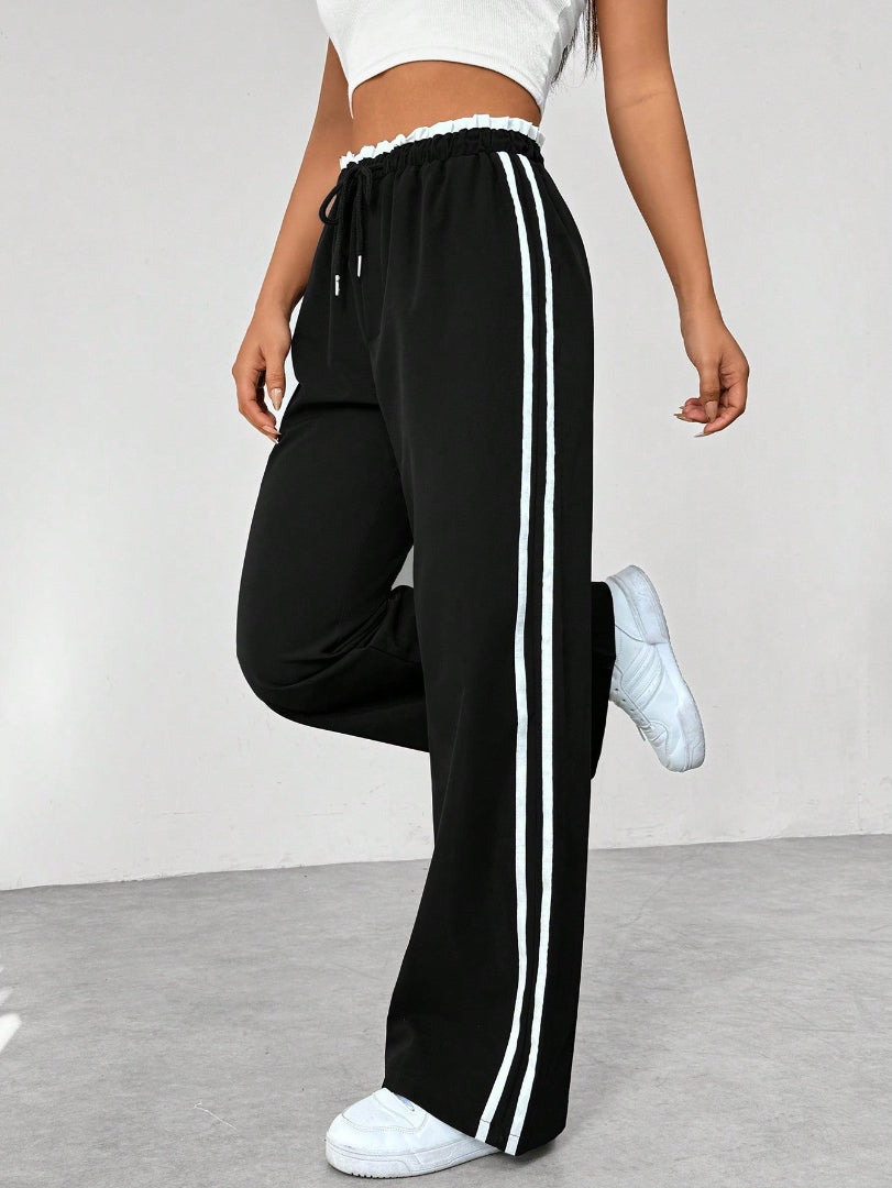Pantalón Deportivo para Mujer de Pernera Ancha con Rayas Laterales