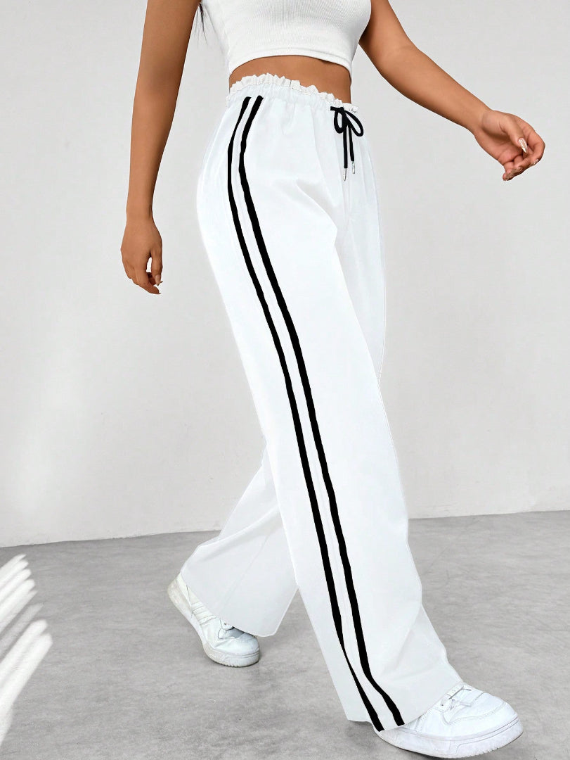 Pantalón Deportivo para Mujer de Pernera Ancha con Rayas Laterales