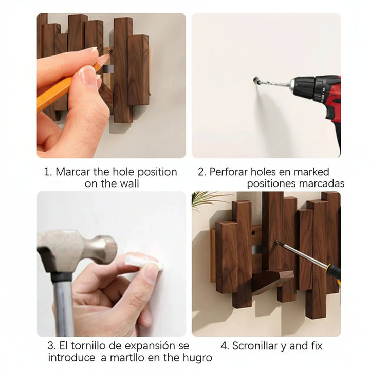 Perchero de Pared con Ganchos Plegables