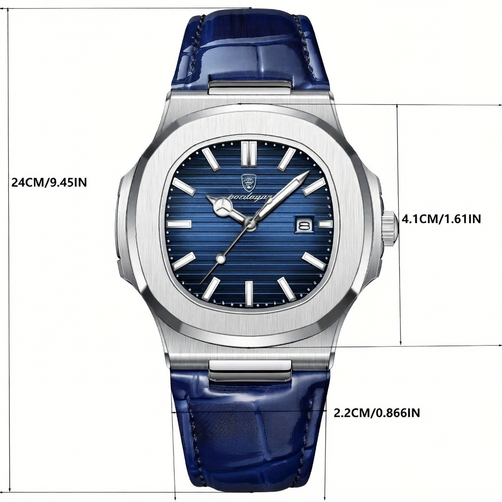 Reloj Analógico para Hombre con Caja Cuadrada de Esquinas Redondeadas