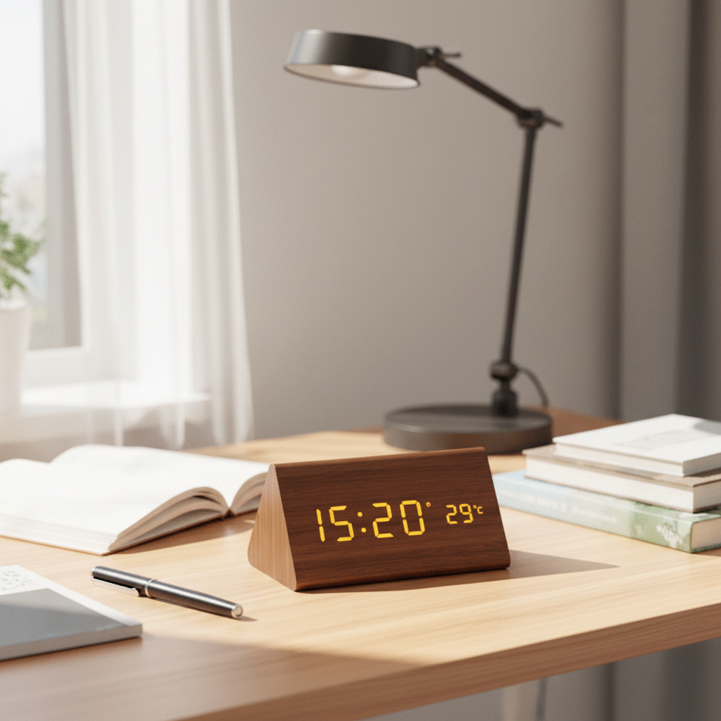 Reloj Despertador Digital con Pantalla de Hora y Temperatura