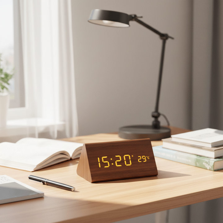 Reloj Despertador Digital con Pantalla de Hora y Temperatura