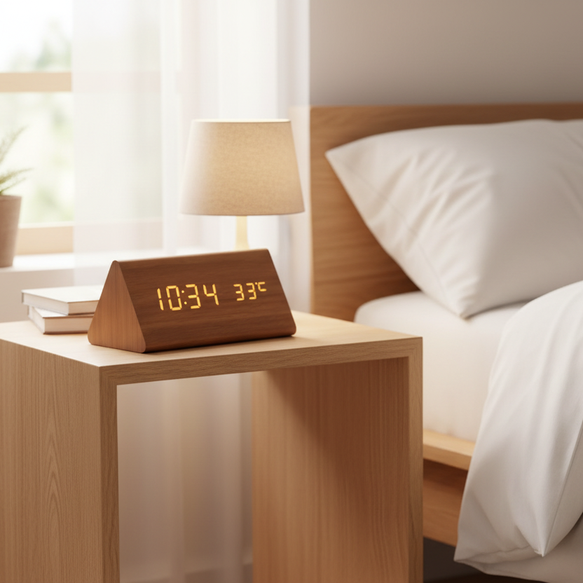 Reloj Despertador Digital con Pantalla de Hora y Temperatura