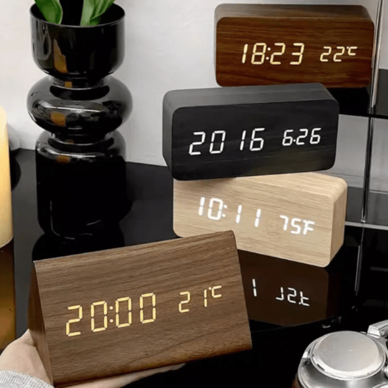 Reloj Despertador Digital con Pantalla de Hora y Temperatura