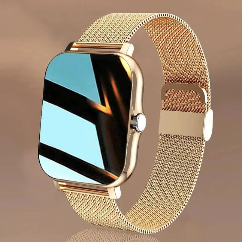Reloj Inteligente con Pantalla Táctil Cuadrada y Correa de Malla