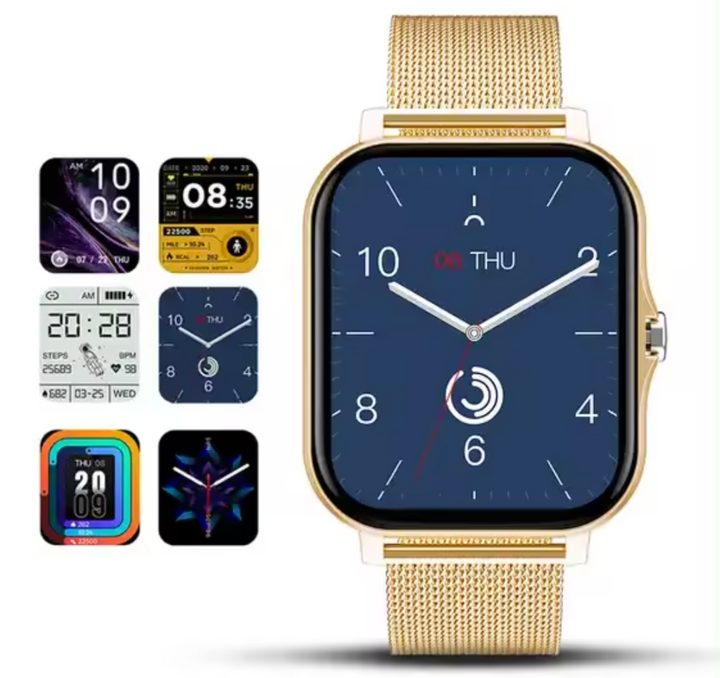 Reloj Inteligente con Pantalla Táctil Cuadrada y Correa de Malla