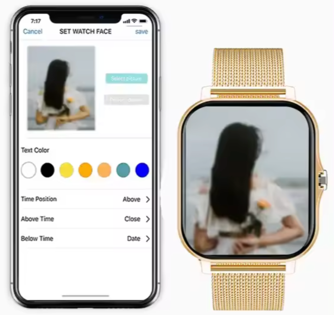 Reloj Inteligente con Pantalla Táctil Cuadrada y Correa de Malla