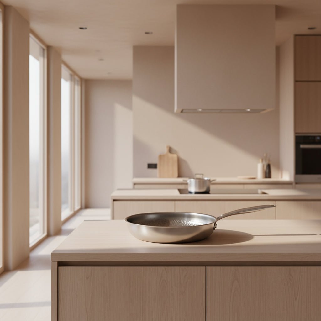 Sartén con Base de Textura Hexagonal y Mango Largo