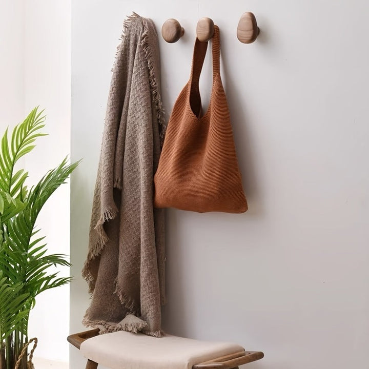 Set de 4 Ganchos de Pared - Forma Orgánica en Madera Maciza