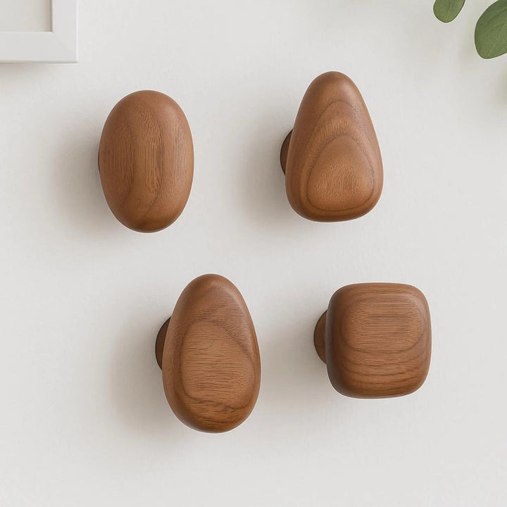 Set de 4 Ganchos de Pared - Forma Orgánica en Madera Maciza