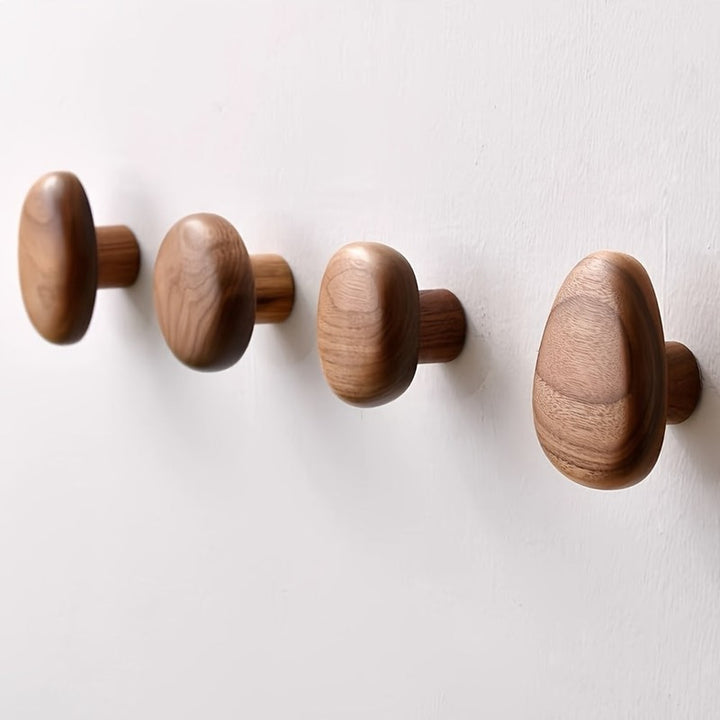 Set de 4 Ganchos de Pared - Forma Orgánica en Madera Maciza