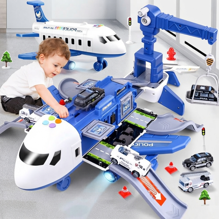 Set de Avión de Transporte con Vehículos y Accesorios de Tráfico