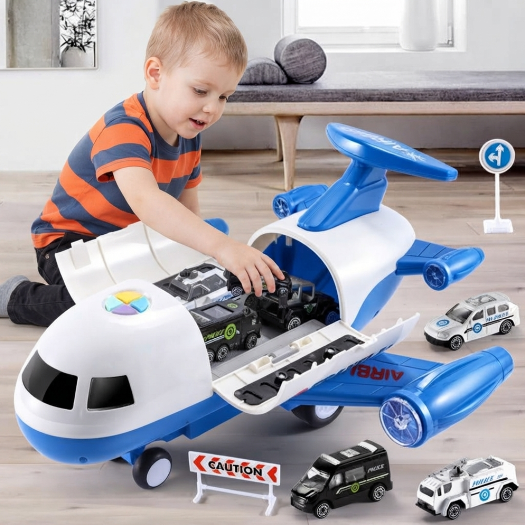 Set de Avión de Transporte con Vehículos y Accesorios de Tráfico