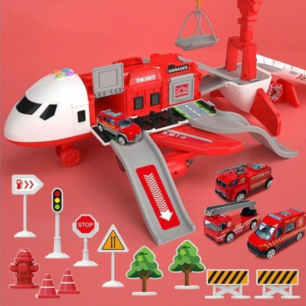 Set de Avión de Transporte con Vehículos y Accesorios de Tráfico
