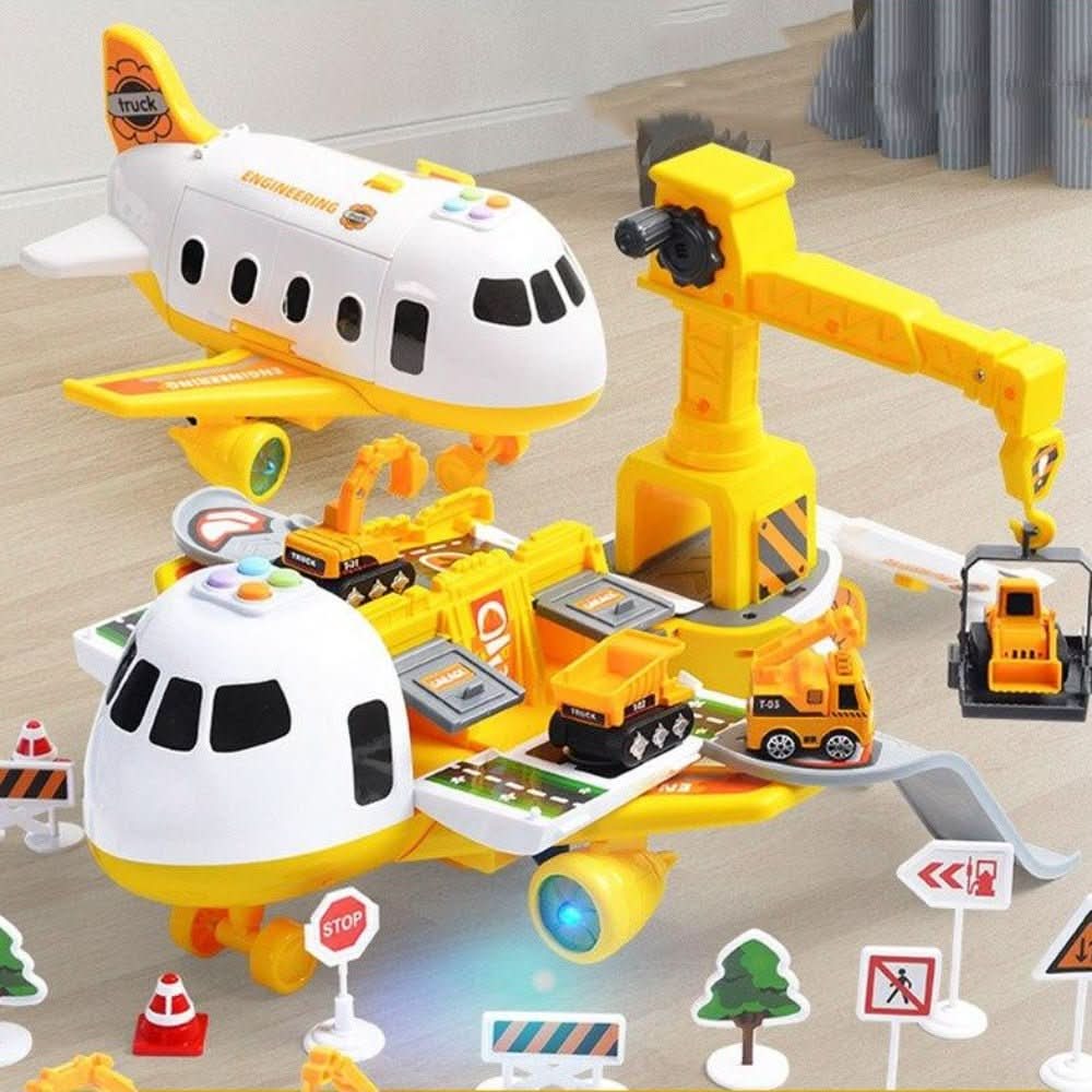 Set de Avión de Transporte con Vehículos y Accesorios de Tráfico