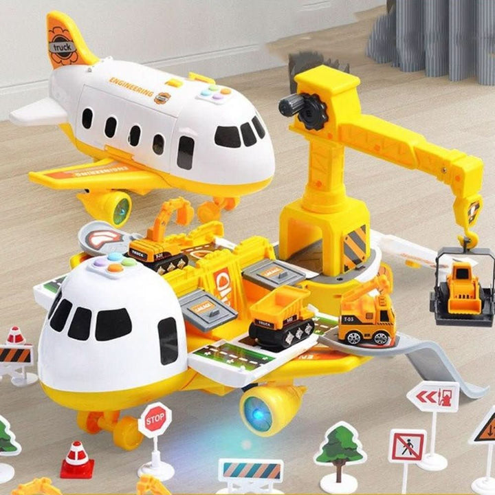 Set de Avión de Transporte con Vehículos y Accesorios de Tráfico