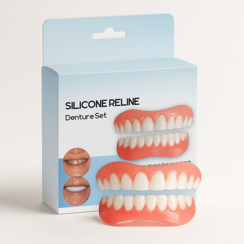 Set de Carillas Dentales Cosméticas de Ajuste a Presión para Dientes Superiores e Inferiores