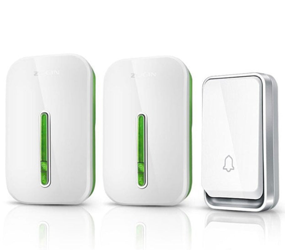 Set de Timbre Inalámbrico con Pulsador sin Batería y Receptor Enchufable