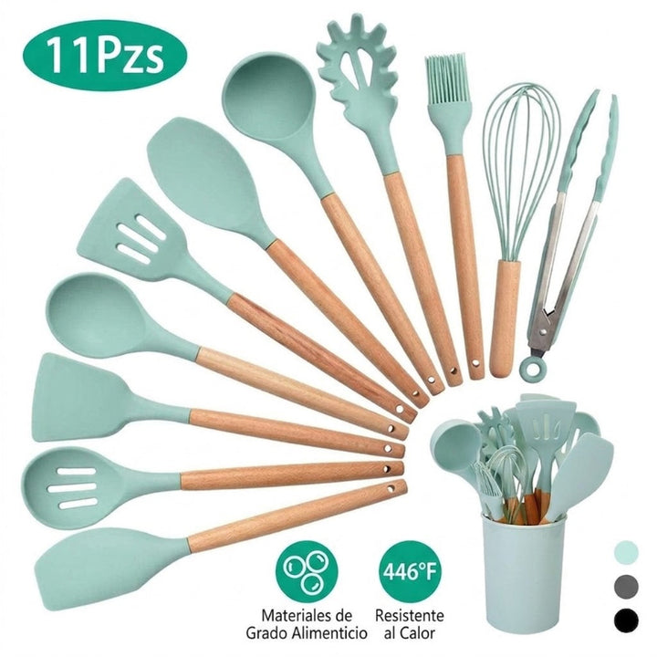 Set de utensilios de cocina de silicona - 11 piezas