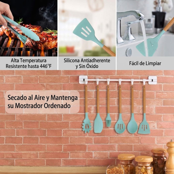 Set de utensilios de cocina de silicona - 11 piezas
