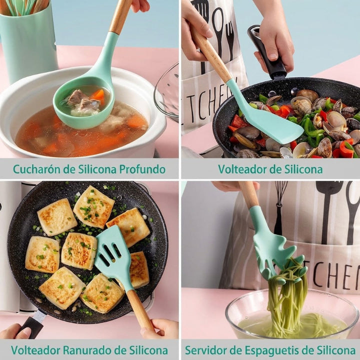 Set de utensilios de cocina de silicona - 11 piezas