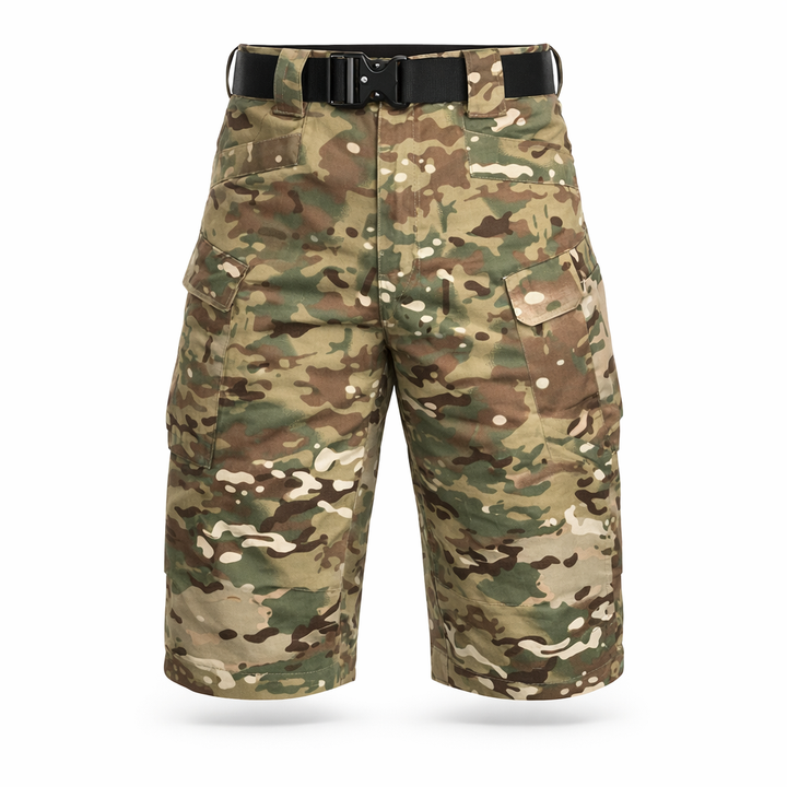 Short Cargo para Hombre con Múltiples Bolsillos y Cintura Elástica