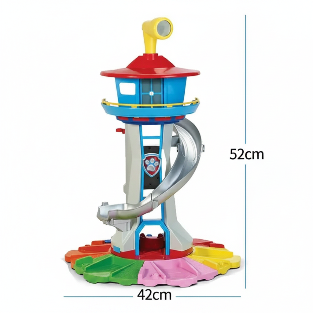 Torre de Rescate Infantil con Tobogán en Espiral y Pista para Vehículos