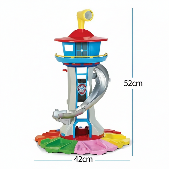 Torre de Rescate Infantil con Tobogán en Espiral y Pista para Vehículos