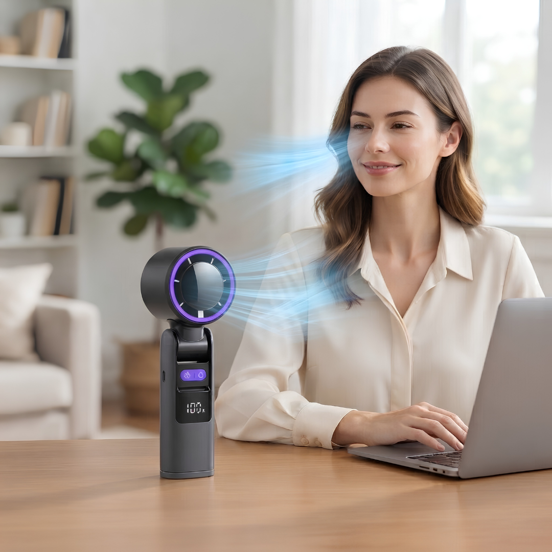 Ventilador Portátil de Mano sin Aspas con Pantalla Digital