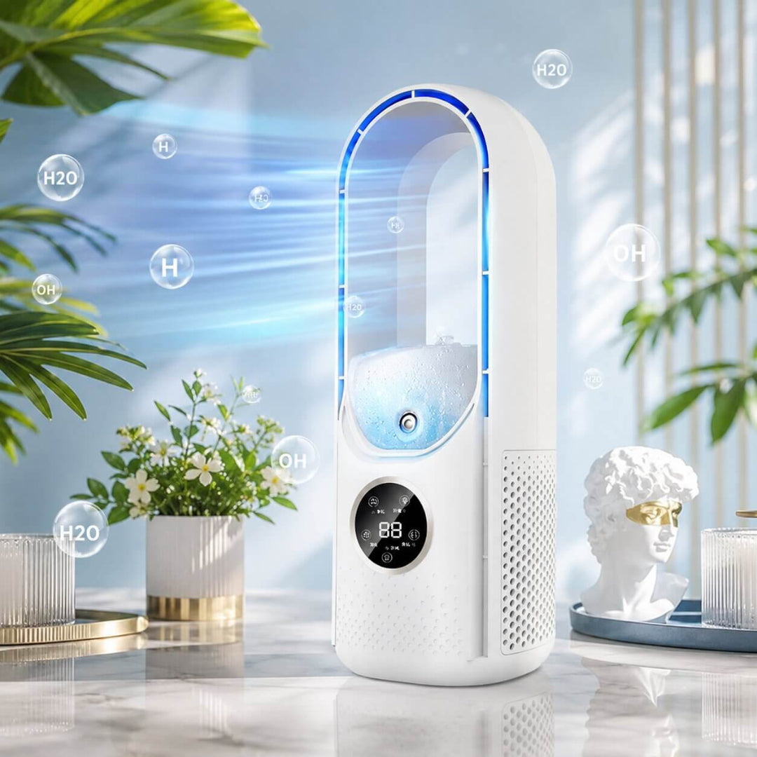 Ventilador de Torre sin Aspas con Pantalla Digital y Múltiples Velocidades