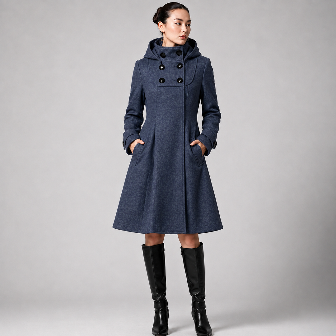 Abrigo Acampanado con Capucha – Gris Oscuro