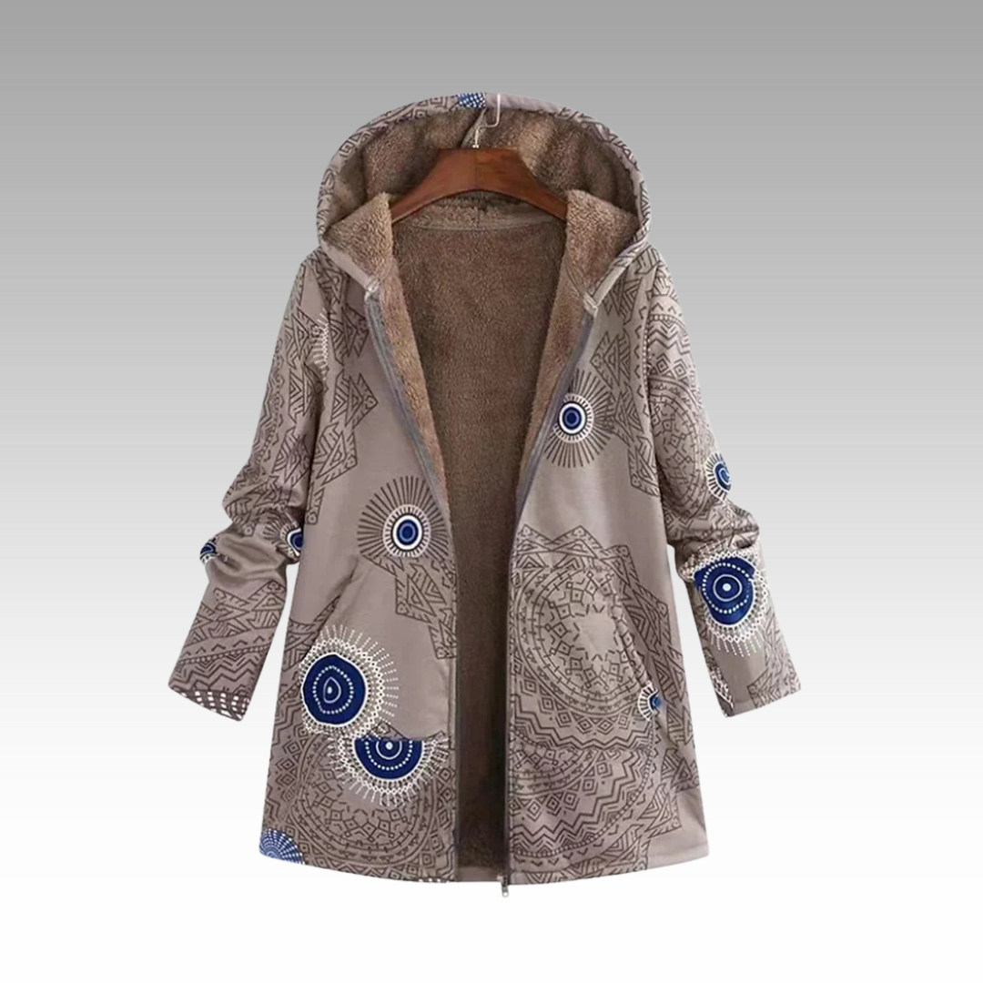 Abrigo Bohemio con Capucha – Caqui