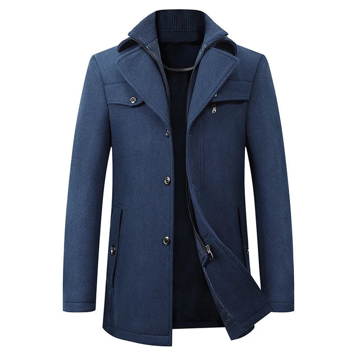 Abrigo Clásico con Cuello Doble – Azul