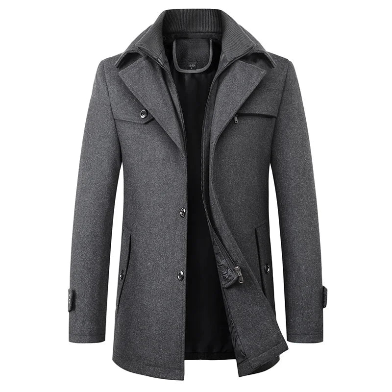 Abrigo Clásico con Cuello Doble – Gris