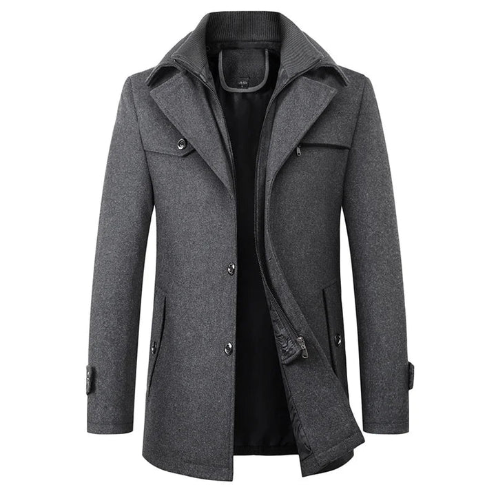 Abrigo Clásico con Cuello Doble – Gris
