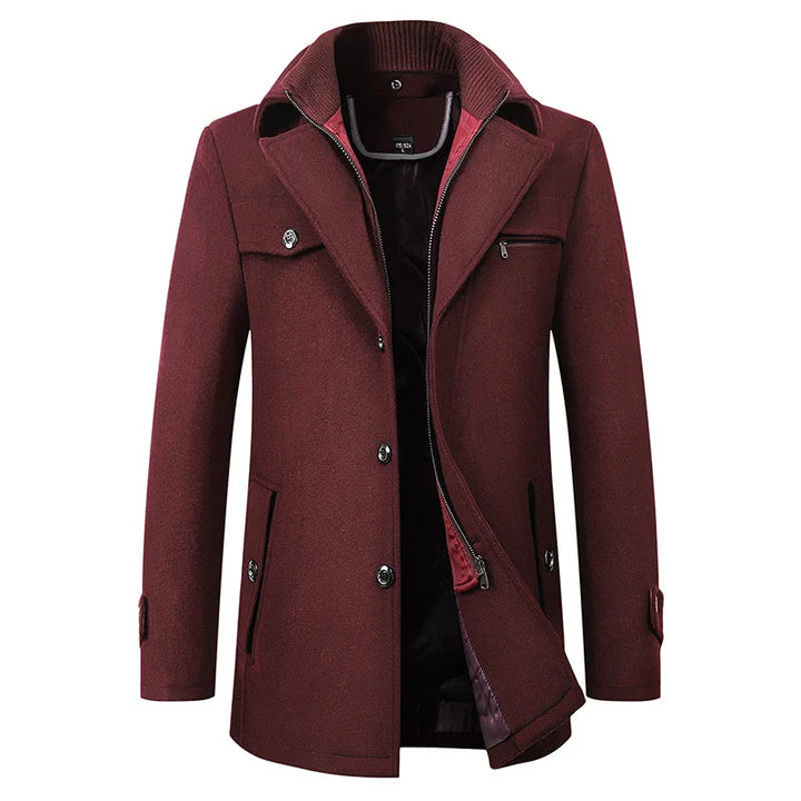 Abrigo Clásico con Cuello Doble – Rojo
