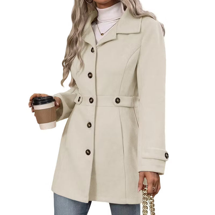 Abrigo Elegante con Solapas – Beige