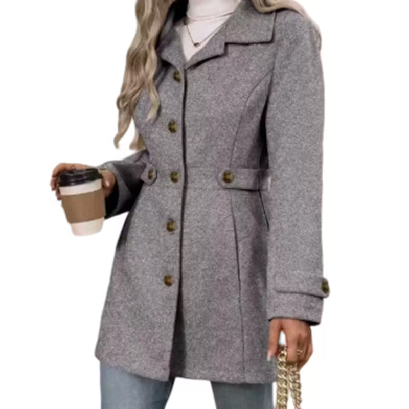Abrigo Elegante con Solapas – Gris