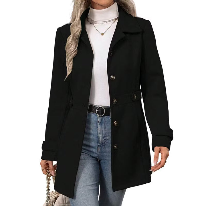 Abrigo Elegante con Solapas – Negro