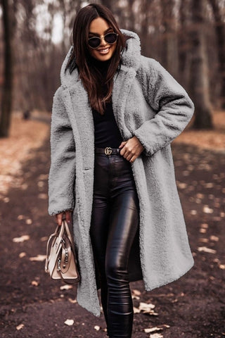 Abrigo Largo con Capucha – Gris
